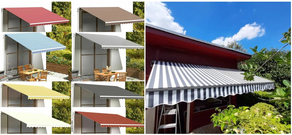 VIDAXL Markisenstoff Markisentuch Ersatzstoff mit Volant Markisevolant für Markise