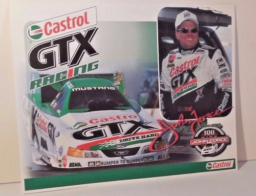 John Force Castrol GTX Racing NHRA 100 Wins 1987 to 2002 8" X 10" Handout Card 