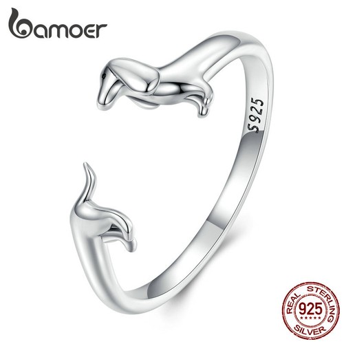 Bamoer 925 Sterling Silber Lustig Dackel Hund Offener Ehering Vorschlag Frauen