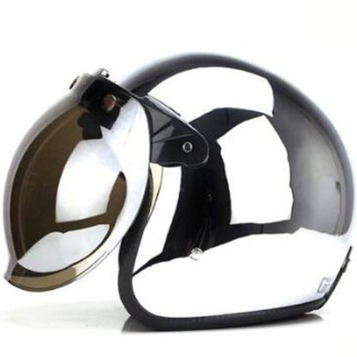 #DOT Chrome Silver Motorcycle Helmet Open^Face Sun Visor Scooter off Road%Helmet - Picture 3 of 28