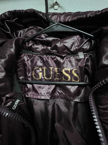 Guess Women's Quilted Long Puff Jacket Purple size M - Picture 2 of 5