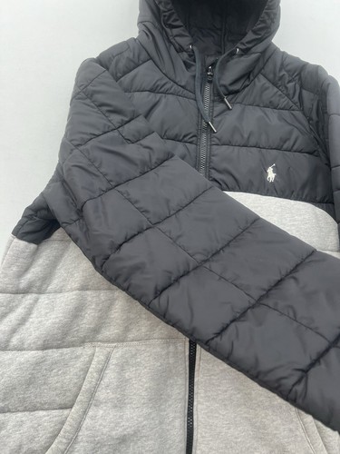 Polo Ralph Lauren Puffer Jacket / Hoodie Black Grey Size Large - Picture 9 of 13
