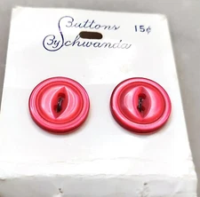 VTG Schwanda Pink Fuchsia Buttons , 2-hole flat 1/2" buttons on card NOS