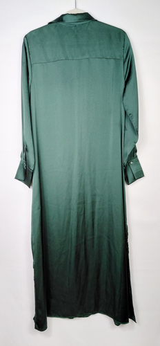 Weekend Los Angeles Satin Hemd Maxikleid Damen Gr. M Jägergrün Knopf - Bild 7 von 10