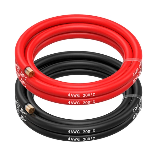 4 AWG Silicone Electronics Cable - 4 Gauge (21.2mm²) - 2 Cables Each 1.5m / 5ft