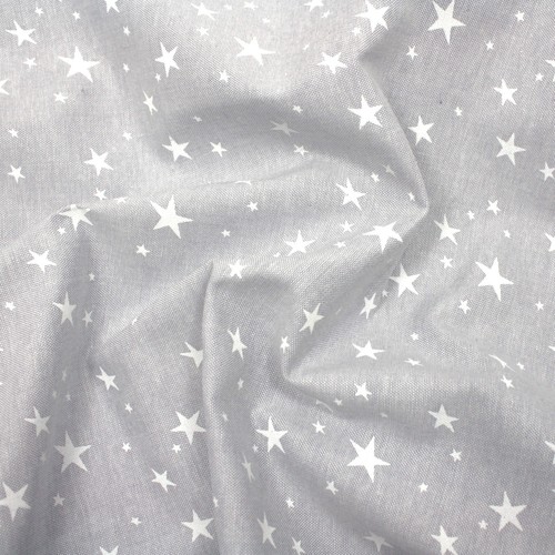 CHAMBRAY COTTON FABRIC - GREY - SWALLOWS BIRDS STARS STRIPES GINGHAM - Picture 11 of 25