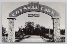 Crystal Cave and Dining Room Entrance Sign Spring Valley Wisconsin RPPC Postcard