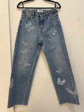 VALENTINO Vintage High Rise Butterfly Embroidered Jeans