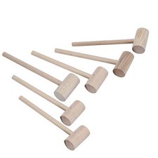 6PCS Solid Natural Wooden Crab Lobster Mallets Shellfish Hammers Beechwood