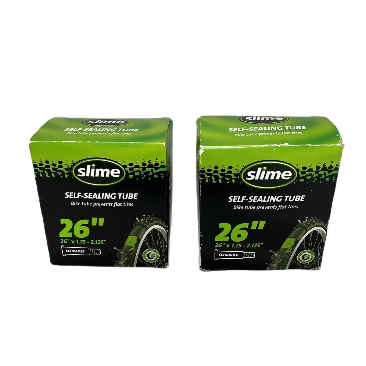 TWO (2) Slime 26 Inch Self Sealing Smart Tubes Schrader Valve 26