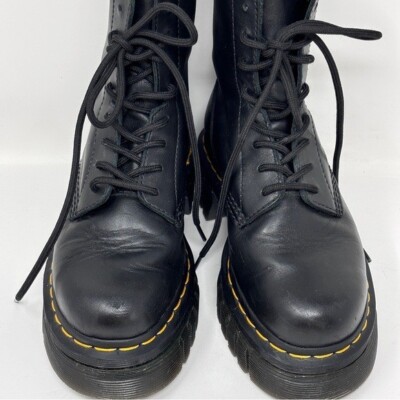 DR. MARTENS Audrick Black Nappa Leather Platform 8-Eye Ankle Boots