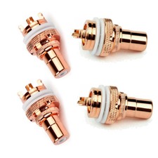 4PCS Copper RCA Female Socket Chassis Connector Phono Copper Jack Amp HiFi White