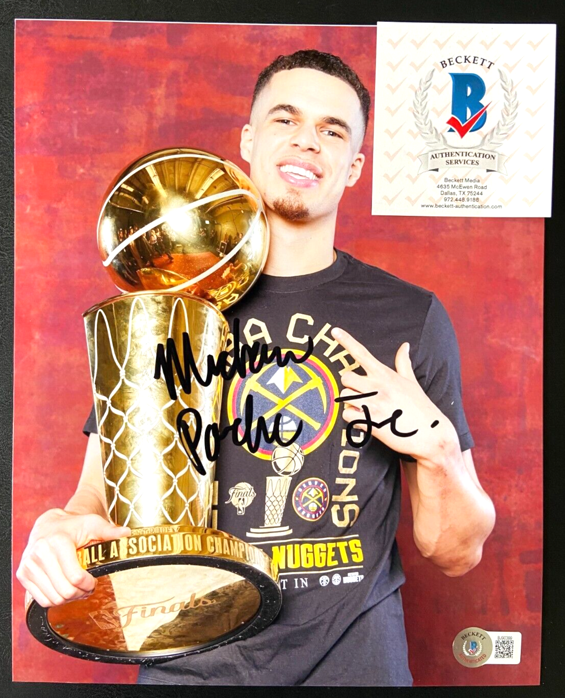 MICHAEL PORTER JR SIGNED 8X10 PHOTO DENVER NUGGETS 2022 2023 NBA CHAMPIONS BAS 