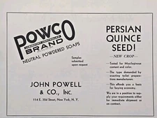 Powco Brand Neutral Powdered Soaps Persian Quince Seed Vintage Print Ad 1931