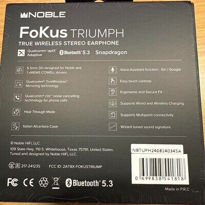 Noble Audio FoKus Triumph Wireless Earbuds Earphones with Noble Audio FoKus Triumph Wireless Earbuds Earphones with
