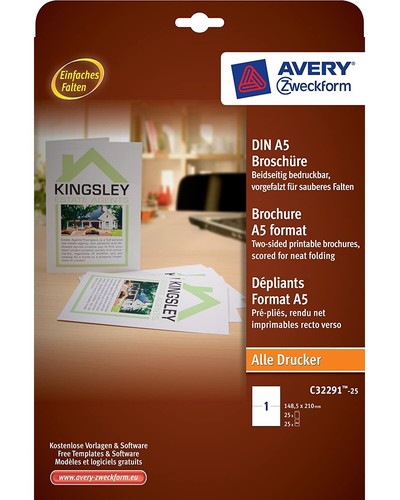 Avery 25x Cartes Brochure A5 Blanc Druck-Papier Werbe-Flyer Expose A4 Imprimante - Photo 3/4