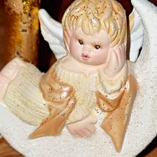 NATALE Portacandela Angelo Angioletto Ceramica - Decoro Natalizio - 7 x 4 x 9 cm