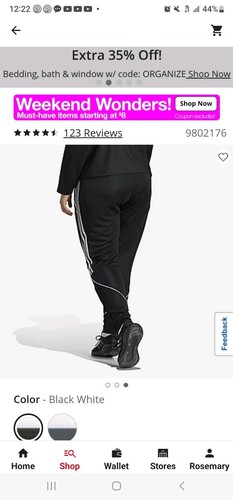 Women’s Adidas Black Tiro Trackpant Plus Size 2X - Picture 3 of 4