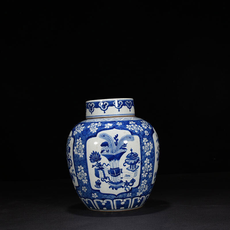 10“ China ancient Qing Dynasty Kangxi Blue and white window