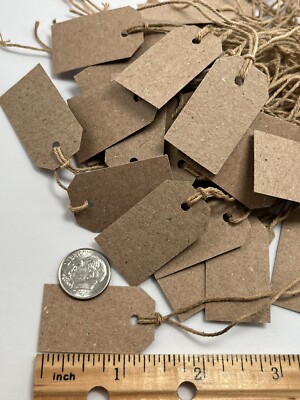 NEW ITEM 100 Pc Small 1-1/2  X 3/4  Kraft Cardstock Hang Tags Price Handmade USA