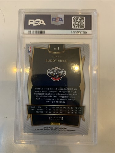 BUDDY HIELD 2016 SELECT #1 RED Maroon PRIZM REFRACTOR RC #27/175 PSA 9 - Picture 2 of 2