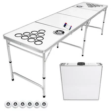 GoPong 8' Foldable Beer Pong Party Dry Erase Drinking Table Indoor Outdoor Games