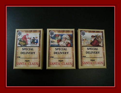 DREI PRIMITIVE WEIHNACHTSMANN-GESCHENKBOXEN IM VINTAGE-STIL - 3ER-SET - Bild 1 von 2