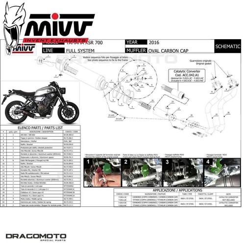 Ligne complet YAMAHA XSR 700 2018 2019 MIVV Oval Carbone CC - Photo 4/4