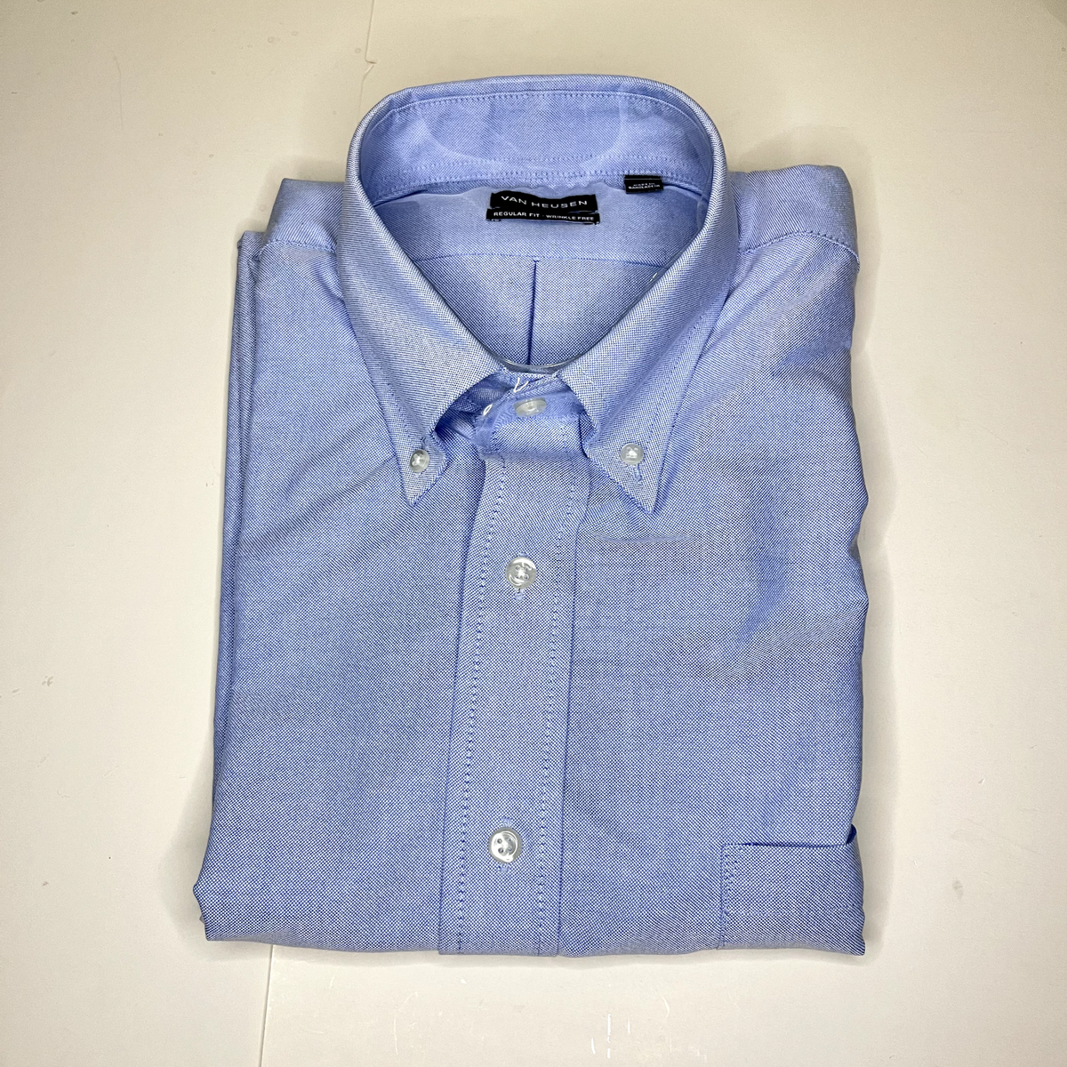 Van Heusen Dress Shirt Short Sleeve Button Up Regular Fit Wrinkle