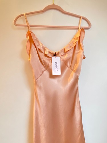 Coast Satin Slip Maxi Midi Dress in Pale Pink Peach Size 8 / S Summer party - Picture 2 of 5