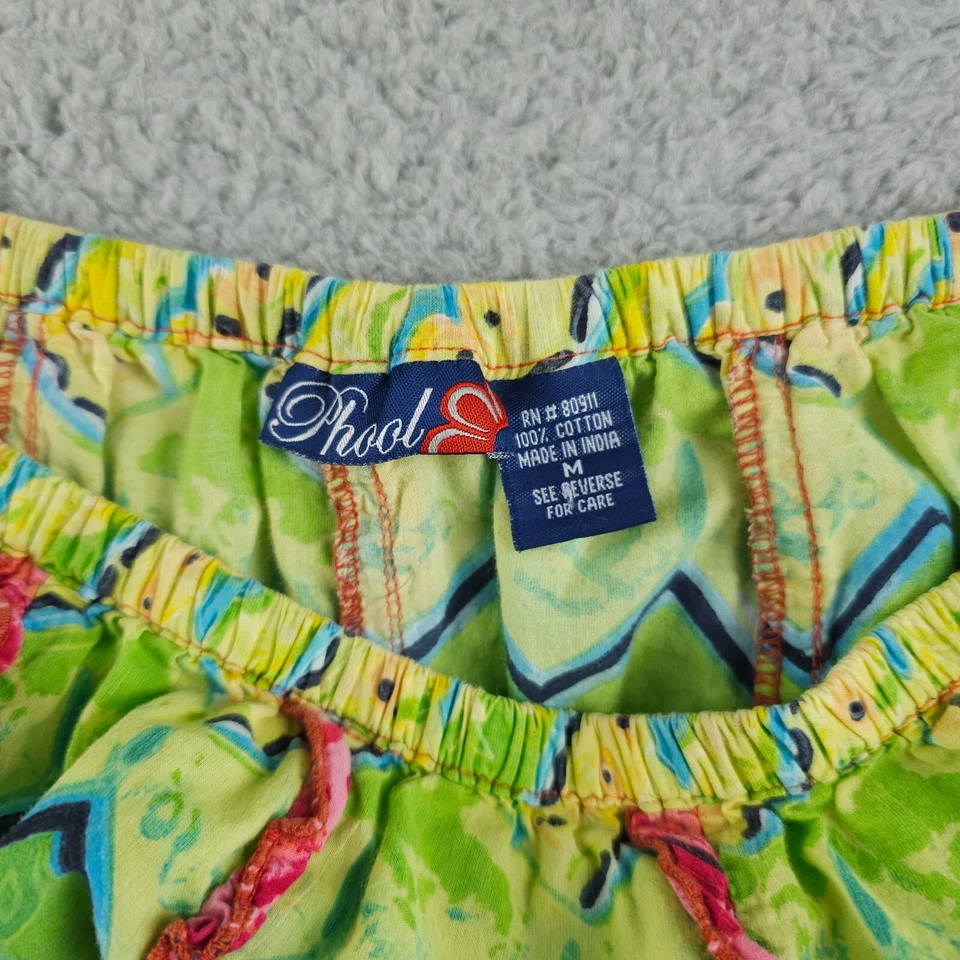 Falda Vintage Phool Mujer M Verde Púrpura Con Volantes En Niveles Pull On Giro Hippie Boho Foto 3 de 4