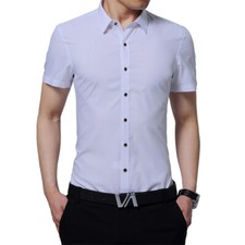Mens Dress Shirts Short Sleeves Luxury Casual Slim Fit Camisas Multicolor Tops