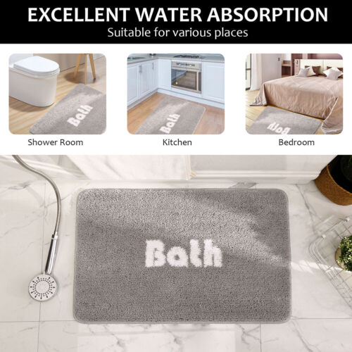 Absorbent Soft Bath Mat Non-Slip BackBathroom Shower Mat Bath Rug - Picture 22 of 35