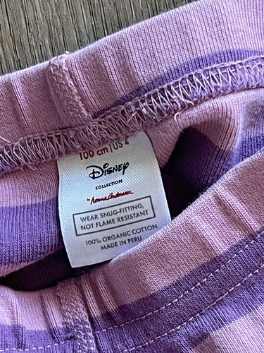 Hanna Andersson Disney Purple Stripe Pajama Bottoms Organic Cotton 100 US 4 - Picture 4 of 4