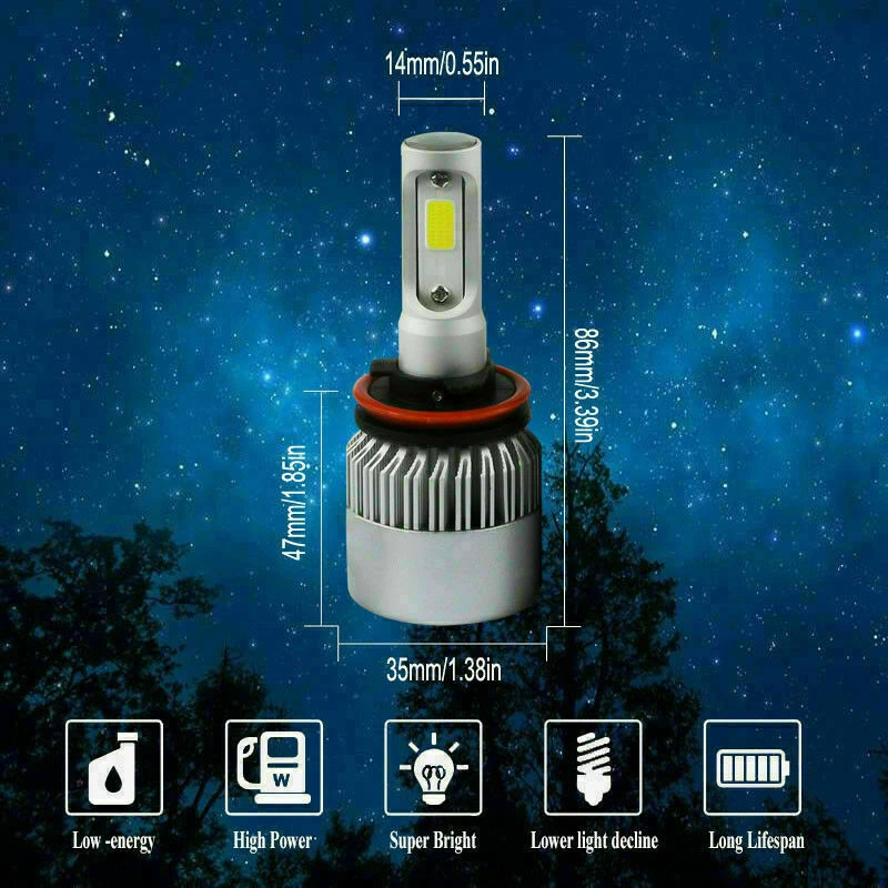 H11 H9 LED Headlight 6500K White 1800W 270000LM Conversion Kit Low Beam VS Xenon - Image 3 of 4