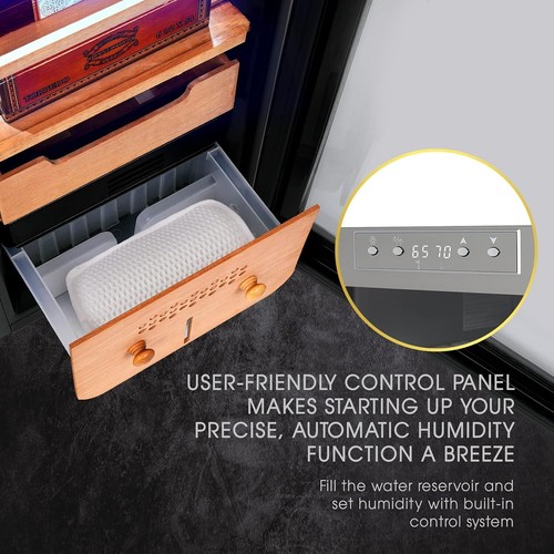 Humidificador enfriador de cigarros Schmécké 250 con control preciso de humedad, acero inoxidable - Imagen 4 de 7