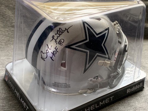 Bob Lilly Signed Dallas Cowboys Mini Speed Helmet w/ JSA COA HOF - Picture 1 of 2