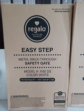 1 Pack Regalo Easy Step 38.5-Inch Extra Wide Walk Thru Baby Gate, White 1160 DS