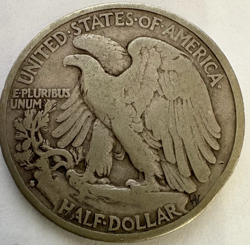 1935-S Walking Liberty Silver Half Dollar $0.50 piece(rim dents) - Image 2 of 2