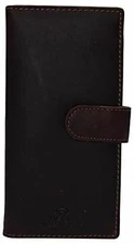 CAZORO Vintage Genuine Leather RFID Checkbook Cover Wallet with Snap Closure