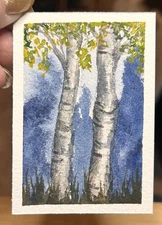 ACEO Original Watercolor Painting Landscape Nature Countryside, 2.5x3.5 Inches