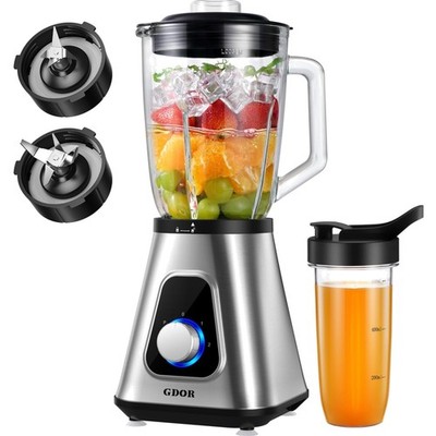 Standmixer Glas, Smoothie Maker, Hochleistungsmixer, 1200W, 1,5L, Reisebecher