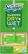 Swiffer Sweeper Dry+Wet Sweeping Kit (1 Sweeper, 14 Dry Cloths, 6 Wet Cloths) HC