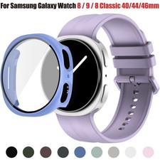 Tempered Glass PC Case Silicone Band For Galaxy Watch 9/8/8classic 40/44/46mm