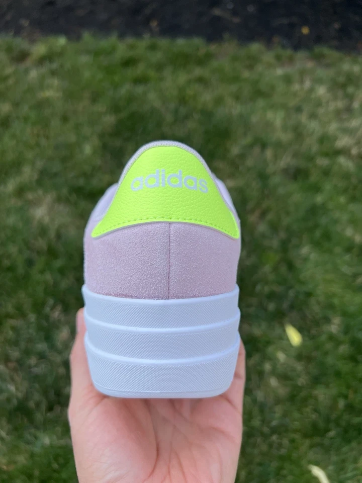 Adidas VL Court Negrita Plataforma Tenis Niñas Talla 7 Rosa Amarillo Foto 4 de 4