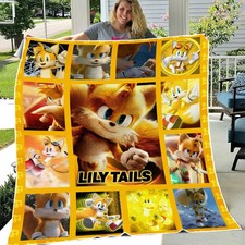 Personalized Cute Fox Cartoon Flannel Blanket Kids Animal Cozy Throw