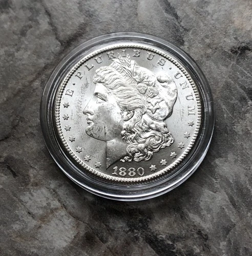1880-S MORGAN SILVER DOLLAR IN BU CONDITION! PROOF LIKE REVERSE
