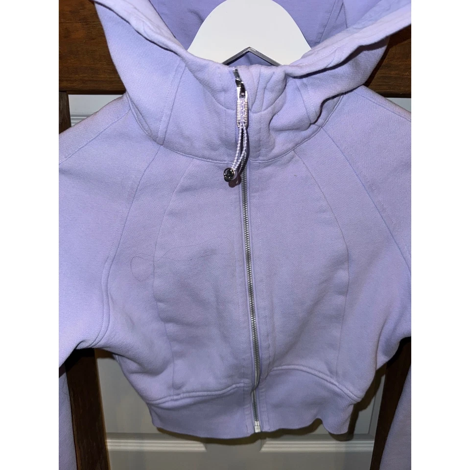Sudadera con Capucha de Buceo Lululemon Recortada Cremallera Atlética Ocio Lavanda Para Mujer Foto 2 de 4
