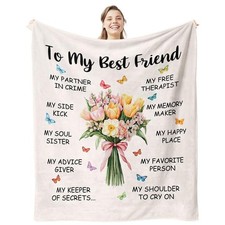 Best Friend Birthday Blanket Gift for Women, Gift for Best Friend Women, Long...