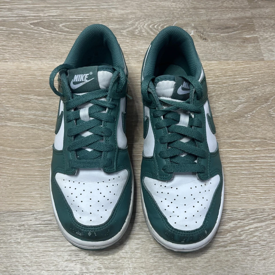 Nike Dunk Low Shoes Youth Size 4.5Y Green White Leather Sneakers HF4798-100 - Image 2 of 4